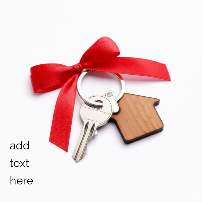 House Key with Red Ribbon Keychain Instagram Post template