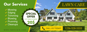 House Lawn Mowing Service Banner Portada de Facebook template