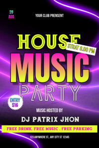 House music party poster template