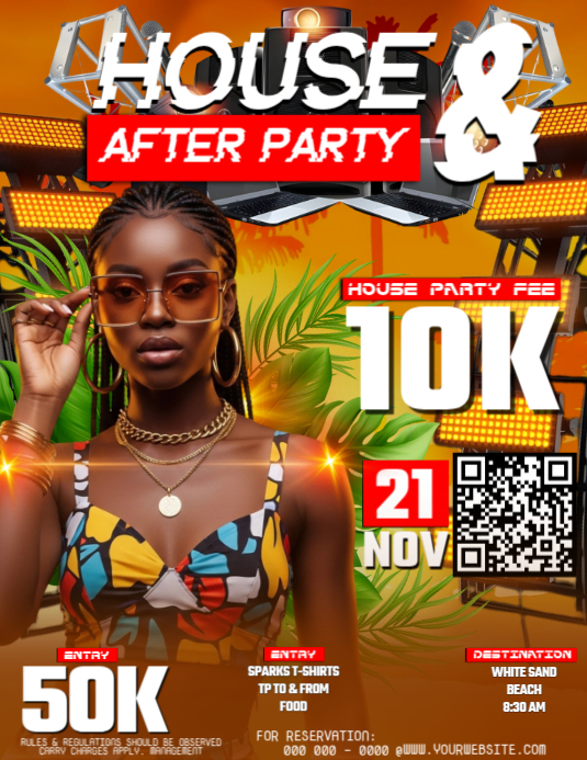 Aftershock Layout Plantilla de House Party & Neon Aftershock | PosterMyWall