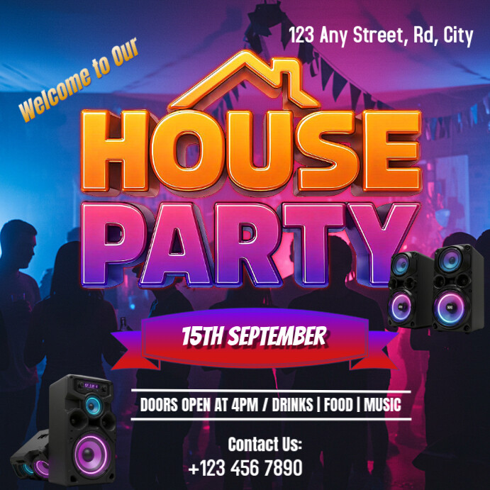 House party bash warming Iphosti le-Instagram template