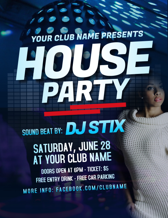 House Party Flyer Volante (Carta US) template