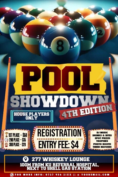 House Players Hustle Tournament Night Poster template