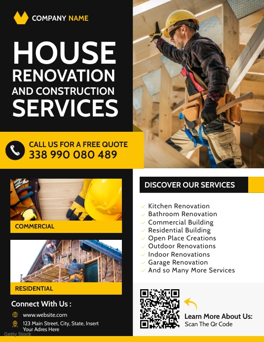 house renovation and construction services Template | PosterMyWall