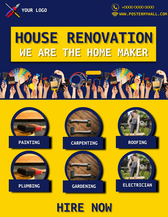 House Renovation Improvement Company Flyer Ad Рекламная листовка (US Letter) template