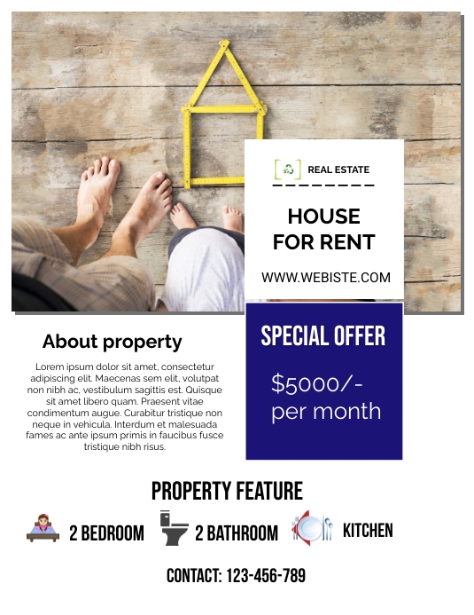 House For Rent Sample Template House Rent Templates | PosterMyWall