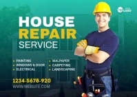 House Repair Service Ad Postcard template