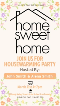 house warming, floral invitation Instagram Story template
