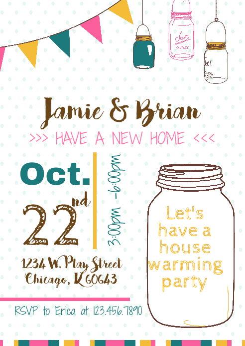 Housewarming Party & Mason Jars A6 template