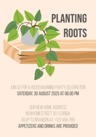 Housewarming party celebration invitation A5 template