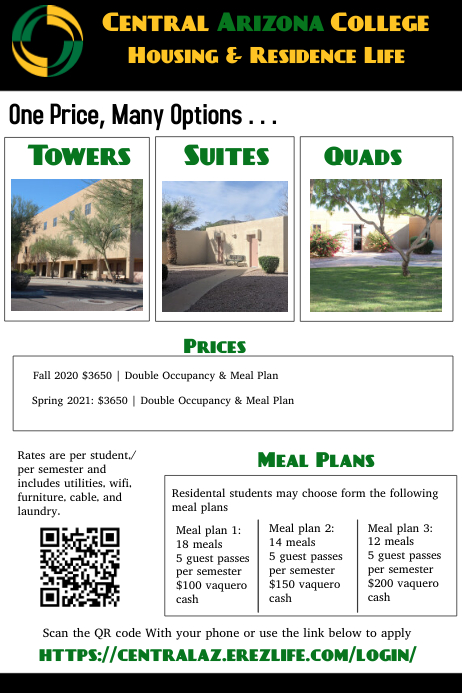 Housing & Residence Life pricing list Poster template