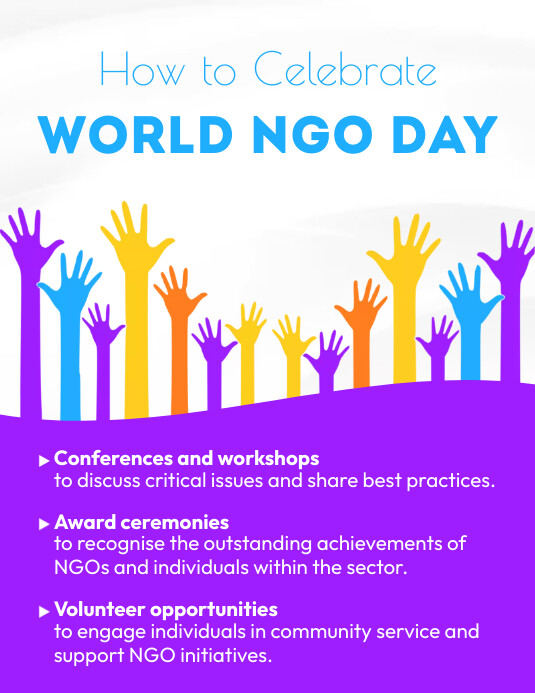 how to celebrate World NGO day Folheto (US Letter) template