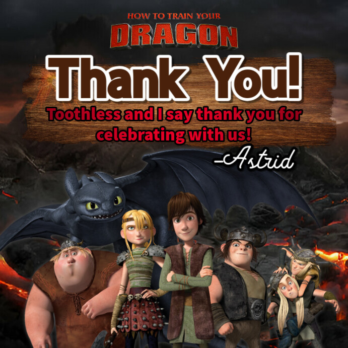how to train your dragon thank you card Template | PosterMyWall