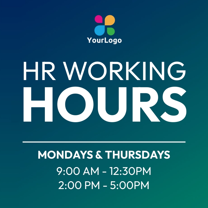 HR working hours flyer Template | PosterMyWall