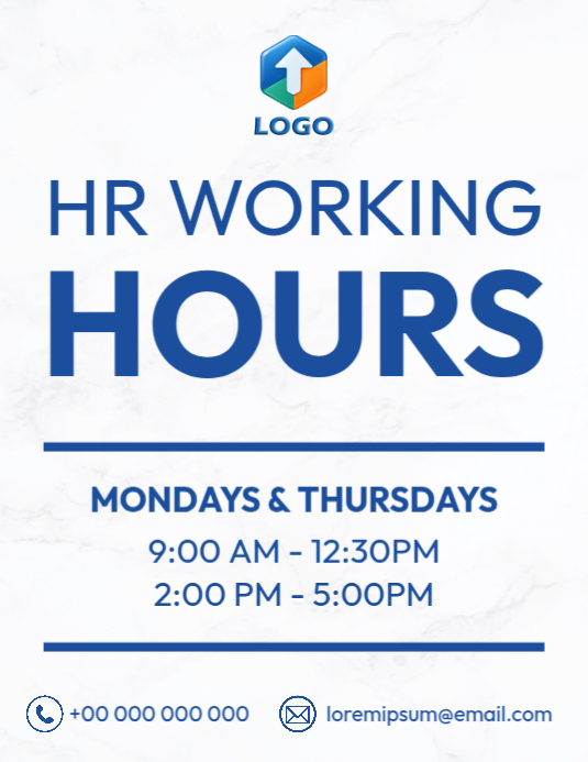 HR working hours template | PosterMyWall