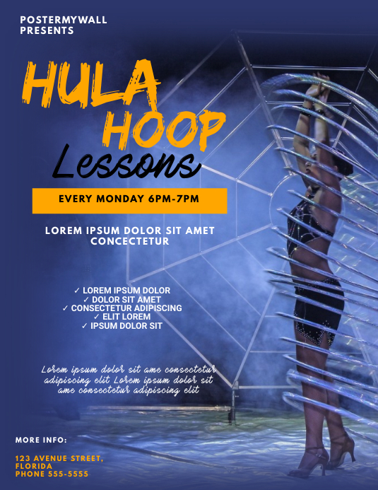 Hula Lessons Signs Hula Hoop Lessons Flyer Template | PosterMyWall