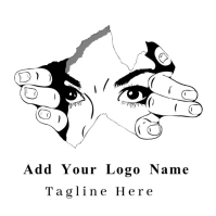 human eye and hand drawing illustration, T-sh Logo template