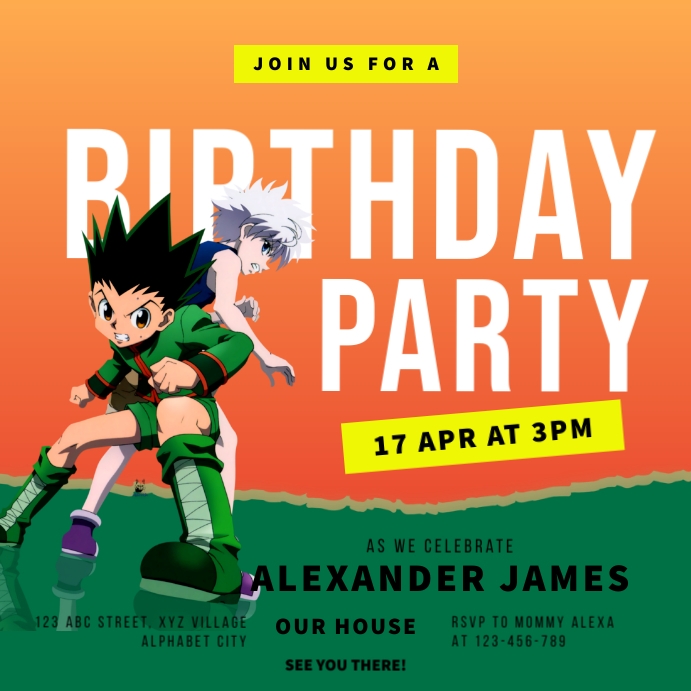 Hunter X Hunter Birthday Invitation Template PosterMyWall