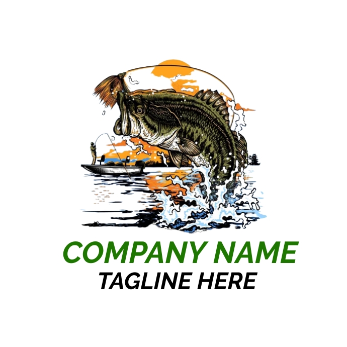 hunting logo, fishing logo, fish logo or icon template