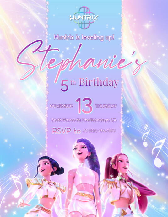 Modèle Huntrix Kpop Demon Hunter Birthday Invitation PosterMyWall