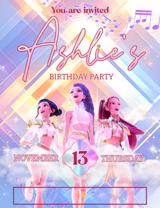 Plantilla de Huntrix Kpop Demon Hunters Birthday Invitation Video ...