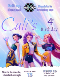 Huntrix Kpop Demon Hunters Birthday Invitation Template | PosterMyWall