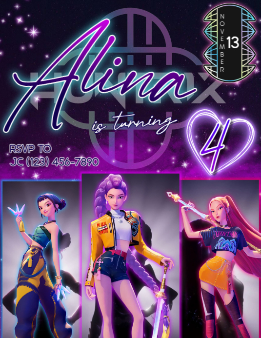 Modèle huntrix Kpop Demon Hunters Birthday Invitation | PosterMyWall