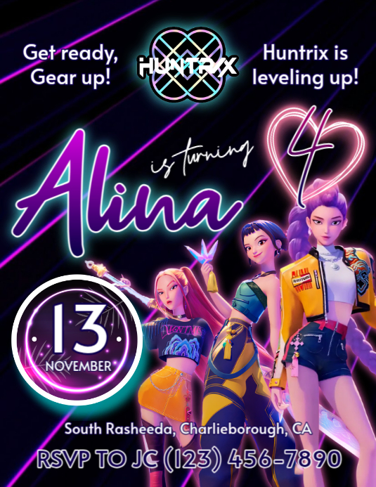 Modèle Huntrix Kpop Demon Hunters Birthday Invitation | PosterMyWall