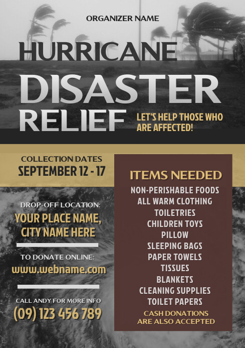 Hurricane Disaster Relief Flyer Template | PosterMyWall