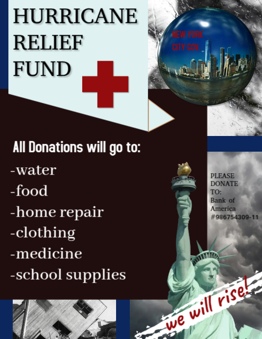 hurricane disaster relief fund response help Template | PosterMyWall