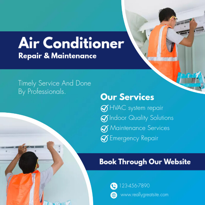 HVAC AIR CONDITIONER PROFESSIONAL SERVICES Template | PosterMyWall