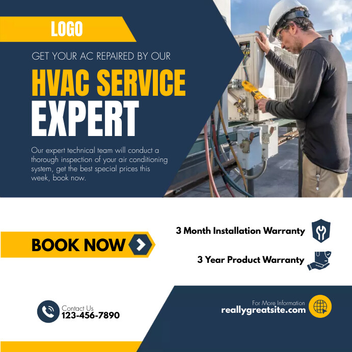 Ac Service Template HVAC AIR CONDITIONER PROFESSIONAL SERVICES Template | PosterMyWall