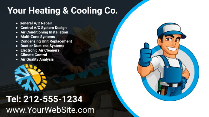 HVAC business card Thumbnail sa YouTube template