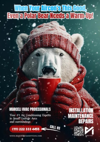 Modern Polar Bear HVAC Air Conditioning Services Video Flyer A4 template