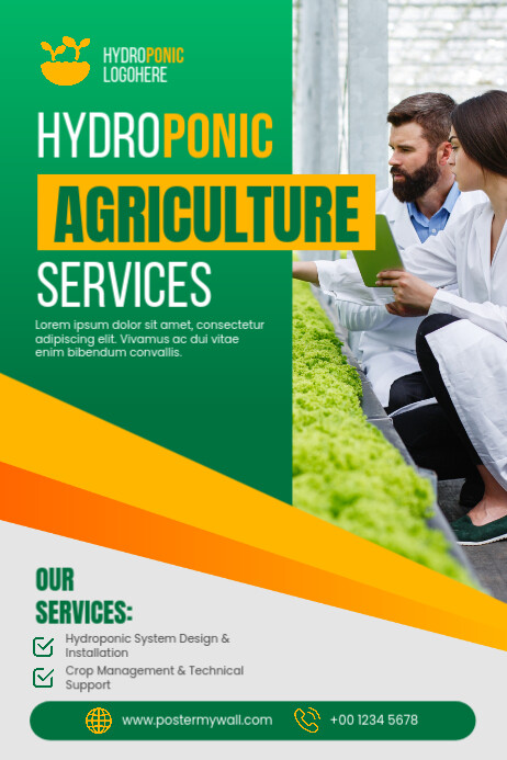 Hydroponic Agriculture Services Poster Template Cartaz