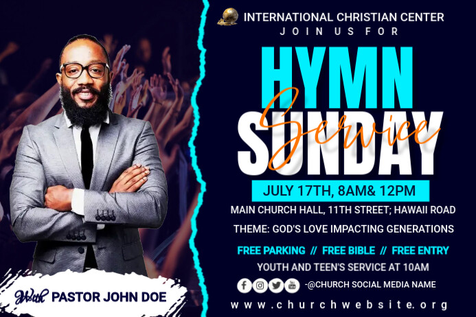 hymn sunday Banner 4' × 6' template