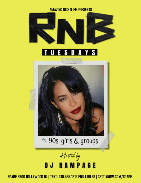 Hyper Teal R&B Flyer With Polaroid template