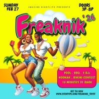 Hyper Yellow Freaknik Colorful Dancing Party Flyer Instagram Post template