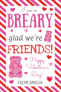 I'm So Beary Glad We Are Friends Valentine Gift Tag, Beary valentine tags Transparent 4 stopy × 6 stóp template