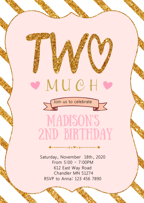 I M Two Fancy Birthday Party Invitation Template Postermywall