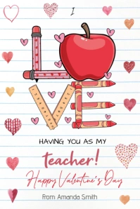 I Love Having You as my Teacher Valentine's Day Card Banner 4' × 6' template
