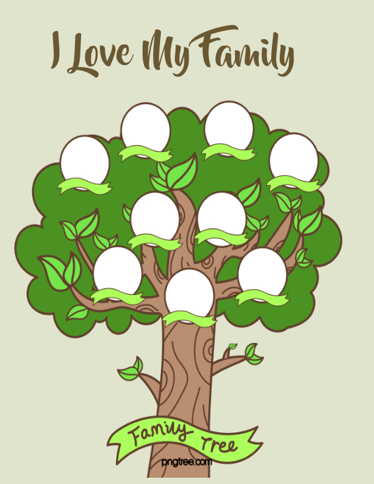 i love my family, family tree Ulotka (US Letter) template