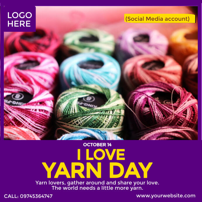 I Love Yarn Day Сообщение Instagram template