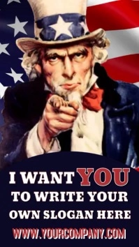 I Want You Uncle Sam Video Template Affichage numérique (9:16)