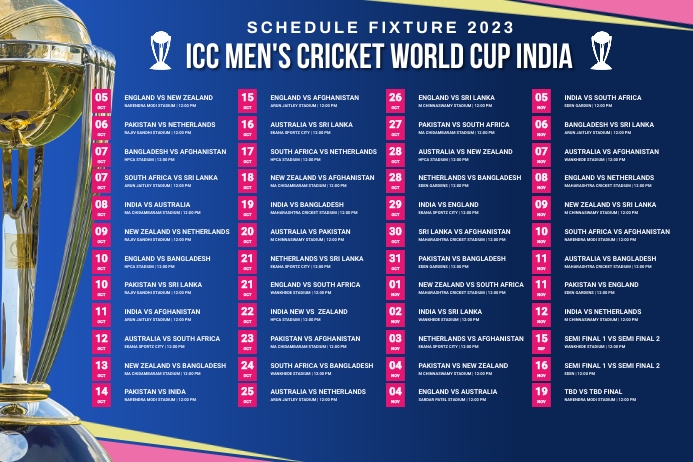 Icc World Cup Printable Schedule Icc World Cup Printable Schedule