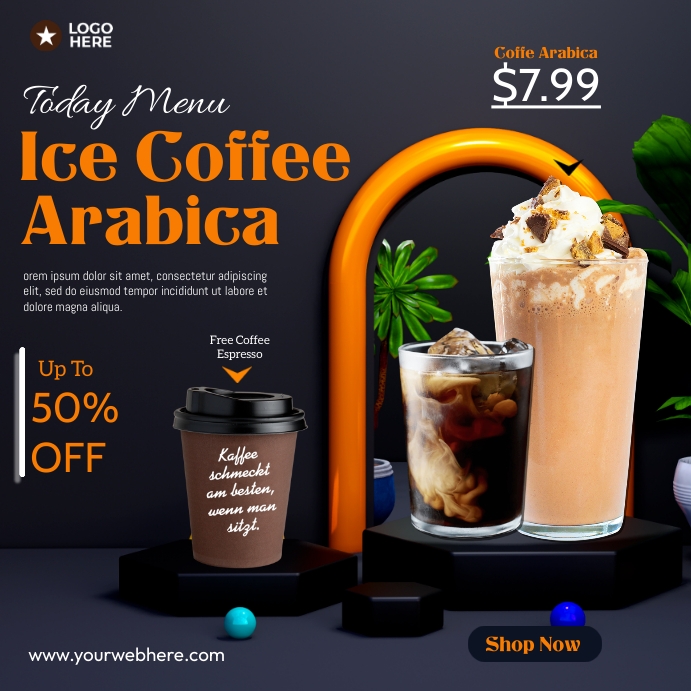 Ice Coffee Ads Instagram Plasing template