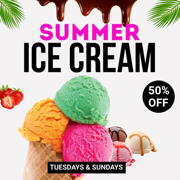 ice cream, ice cream social, Summer Instagram Post template