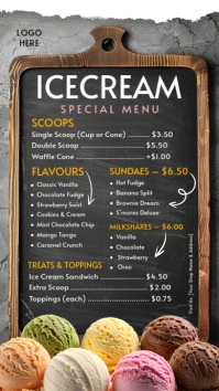 ice cream ,event, summer, menu Instagram Story template