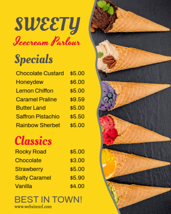 ice cream ,event, summer, menu Instagram Portrait template