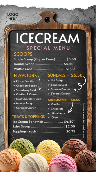 ice cream ,event, summer, menu Instagram 快拍 template